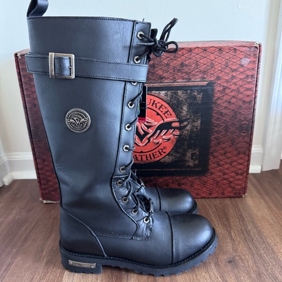 Milwaukee Leather Wm’s Black 14” Tall Knee High Motorcycle Boots $175 MSRP Sz 11 - Picture 1 of 8